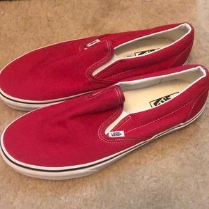 Vans Red slip-on NWOT never worn perfect condition Mens 10.5